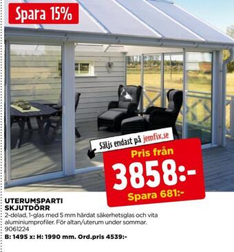 Jem&Fix Uterumsparti skjutdörr erbjuda