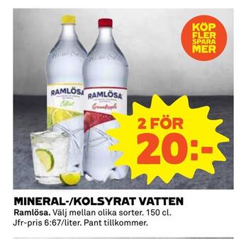Coop Daglivs Mineral-/kolsyrat vatten erbjuda