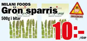 Matdax Milani Foods Grön sparris 500g I bitar erbjuda