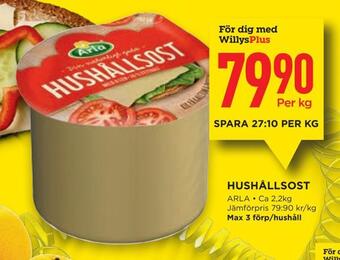 Willys Hushållsost erbjuda