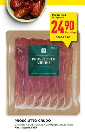 Willys Prosciutto crudo erbjuda