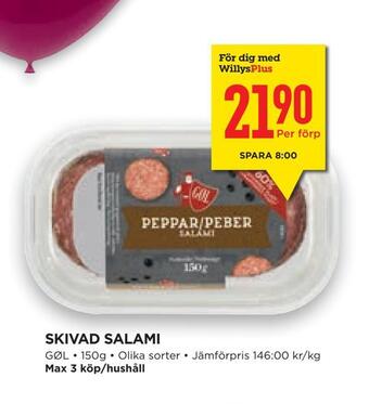 Willys Hemma Skivad salami erbjuda
