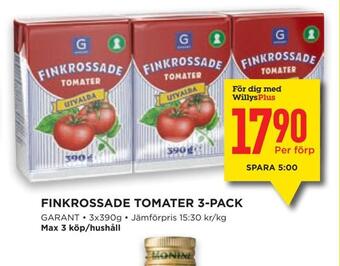 Willys Finkrossade tomater 3-pack erbjuda