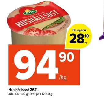 Coop Extra Hushållsost 26% erbjuda
