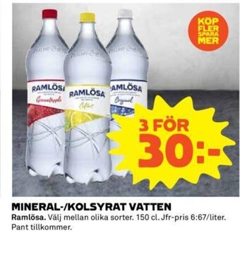 Coop Mineral-/Kolsyrat Vatten erbjuda