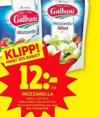 ICA Kvantum Mozzarella erbjuda