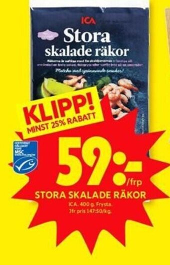 ICA Kvantum Stora Skalade Räkor erbjuda