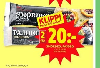 ICA Kvantum Smördeg, Pajdeg erbjuda