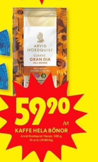 ICA Kvantum Kaffe Hela Bönor erbjuda