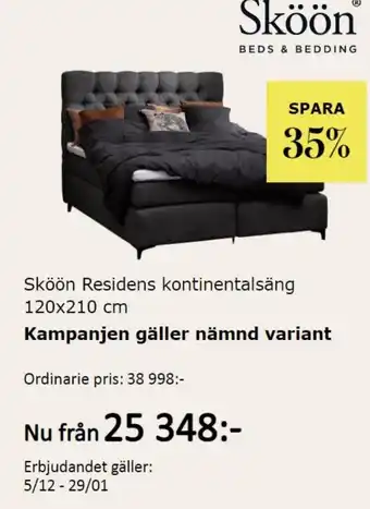 Sköön Residens Kontinentalsäng 120x210 cm