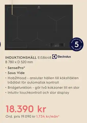 Electrolux Home Induktionshäll eis8648 erbjuda