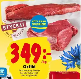 City Gross Oxfilé Färsk ursprung Sverige 3kg erbjuda