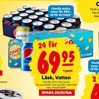 City Gross Läsk, Vatten 33cl erbjuda