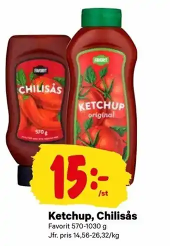 City Gross Favorit Ketchup, Chilisås 570-1030g erbjuda