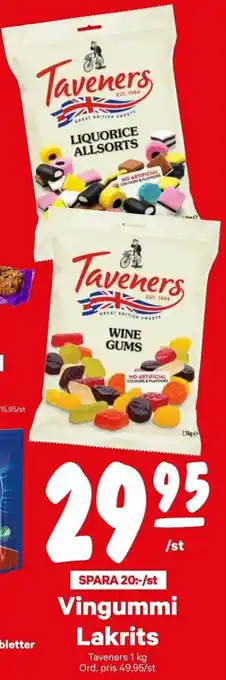 Taveners Vingummi Lakrits 1 kg