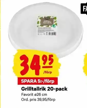 City Gross Favorit Grilltallrik 20-pack 26cm erbjuda