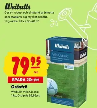 City Gross Weibulls Villa Classic Gräsfrö 1kg erbjuda