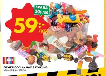 ÖoB Lösviktsgodis - max 3 kg/kund erbjuda