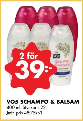 ÖoB Vo5 schampo & balsam erbjuda