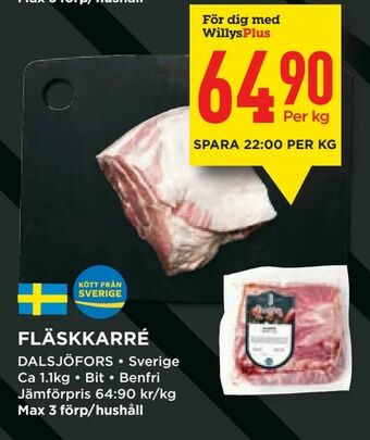 Willys Fläskkarré erbjuda
