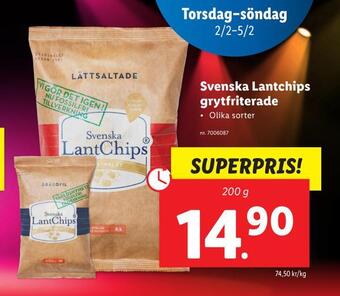 Lidl Svenska lantchips grytfriterade erbjuda