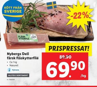 Lidl Nybergs deli färsk fläskytterfilé erbjuda