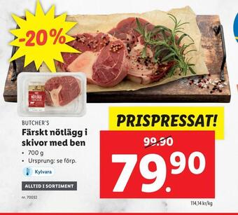 Lidl Färskt nötlägg i skivor med ben erbjuda
