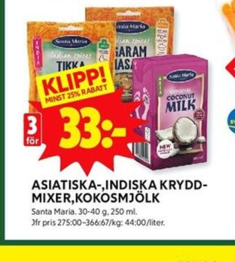 ICA Kvantum Santa maria kokosmjölk erbjuda