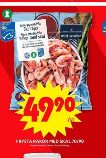 ICA Maxi Royal greenland räkor med skal erbjuda