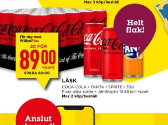 Willys Coca cola läskedryck erbjuda