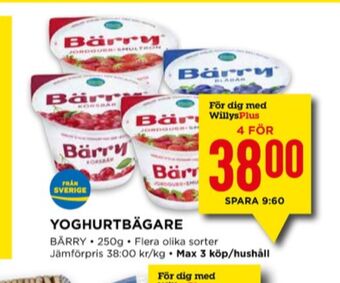 Willys Bärry yoghurt erbjuda