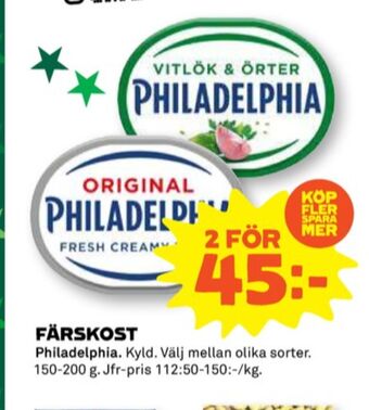 Coop Philadelphia färskost erbjuda