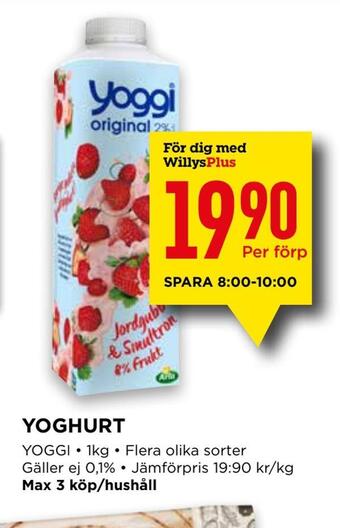Willys Yoghurt erbjuda