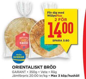 Willys Hemma Orientaliskt bröd erbjuda