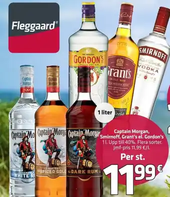 Fleggaard Captain Morgan, Smirnoff, Grant's el. Gordon's 1L erbjuda
