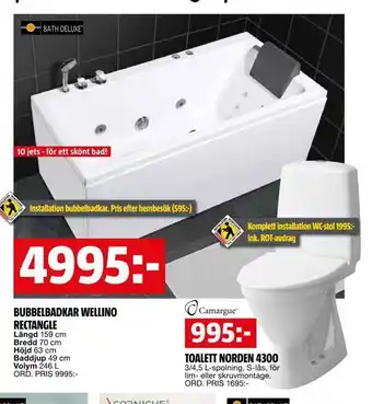 Bauhaus Bubbelbadkar wellino rectangle erbjuda