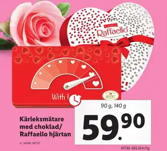Lidl Kärleksmätare Med Choklad/ Raffaello Hjärtan erbjuda