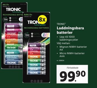 Lidl Tronic Laddningsbara Batterier erbjuda