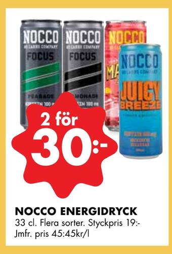 ÖoB Nocco energidryck erbjuda