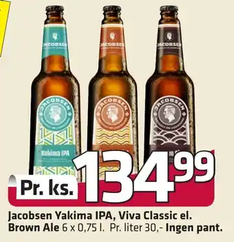 Fleggaard Jacobsen Yakima IPA, Viva Classic el. Brown Ale erbjuda