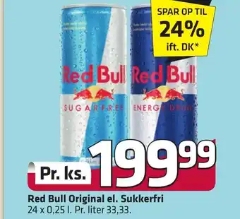 Fleggaard Red Bull Original el. Sukkerfri erbjuda