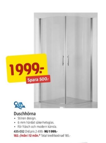 Jula Cur aqua duschkabin erbjuda