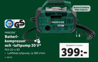 Lidl Batterikompressor och -luftpump 20 v erbjuda