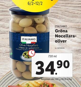 Lidl Gröna nocellara oliver erbjuda