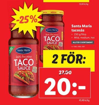 Lidl Santa maria tacosås erbjuda