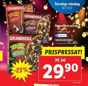 Lidl Grandiosa pizza erbjuda
