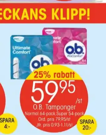 EKO Ob tamponger erbjuda