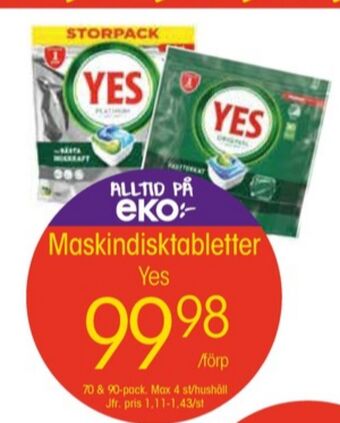 EKO Yes diskmaskintabs erbjuda