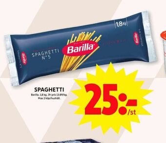 ICA Maxi Barilla spaghetti erbjuda