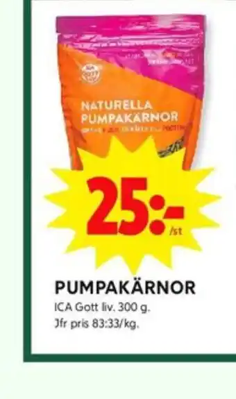 ICA Kvantum Ica gott liv pumpakärnor erbjuda